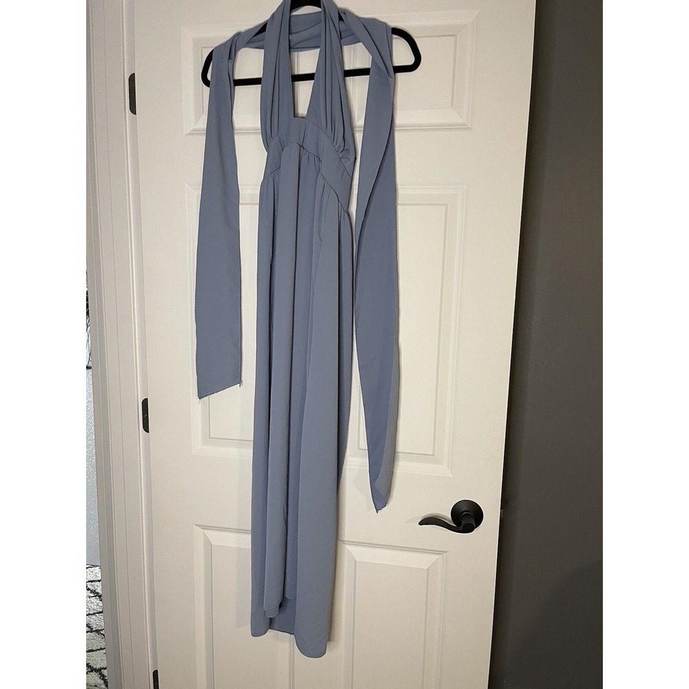 Boho Factory Halter Maxi Dress W Wrap Blue Small Nwt